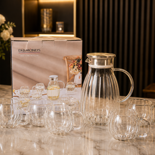 Diamond Jug &amp; Glass Set | Premium Glass Water Set in Banglades