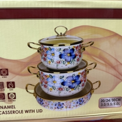 Enamol Casserole 6 Pcs Set With Lid | Premium Cooking &amp;amp;amp; serving Set